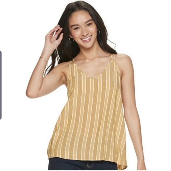 Pink Republic Yellow & Brown Striped Tank Cami Top size Medium - Picture 1 of 10